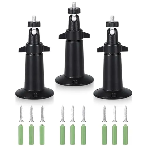 BNGXR Sicherheitskamera Halterung,3 Stück Kamera Wandhalterung, Sicherheitskamera Halterung Verstellbare,um 360 Grad Drehbar,Überwachungskamera,für Indoor/Outdoor Kamera Schwarz