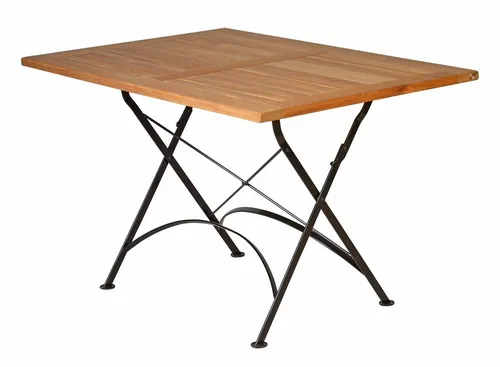 Kai Wiechmann Klapptisch Premium Teak 120 x 80 cm - Wetterfester Balkontisch aus hochwertigem Teakholz mit pulverbeschichtetem Stahlgestell, ideal für ganzjährige Nutzung im Freien und Platz für 4 bis 6 Personen.