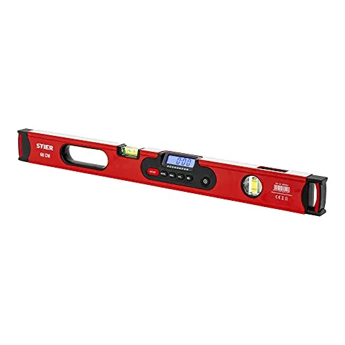 STIER Digitale Wasserwaage SDW-600 - Präzise Messungen mit LCD-Display - Elektronische Wasserwaagen mit ±0,2° Genauigkeit, ideal für präzises Messen und ausgestattet mit HOLD-Funktion für einfache Wertübertragung.