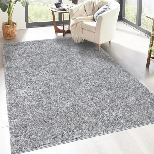 carpet city Shaggy Hochflor Teppich 200x200 cm - Grau - Teppiche - Flauschig-weicher Hochflor Teppich für ein gemütliches Ambiente. Strapazierfähig, pflegeleicht und ideal für jeden Raum!