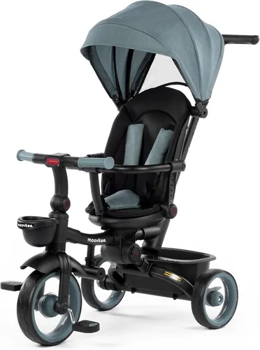 moovkee. Kinder Dreirad 4in1 ab 1 Jahr – Blau – mit Schubstange, 360°-Sitz, Gurt & Schutzbügel