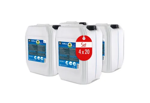 4x 20 L AdBlue® Kanister - Effiziente Abgasreinigung - Additive zur Reduktion von Stickoxiden, ideal für Euro-6-Fahrzeuge. Reduziert NOx um 90 % im SCR-Katalysator und sorgt für saubere Abgase.