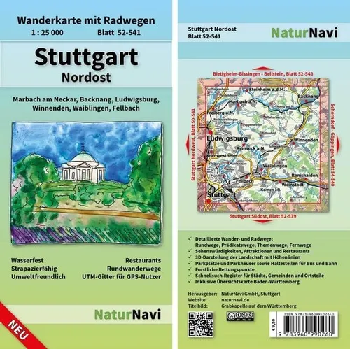 Stuttgart Nordost 1 : 25 000 Wanderkarte mit Radwegen, Blatt 52-541, 1 : 25 0...