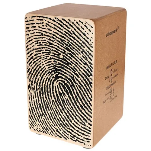 Schlagwerk CP82 Cajon Rudiments Fingerprints Large - Percussion Instrument mit zwei Snare Teppichen für klaren Sound. Hergestellt aus heimischer Birke, 100% Made in Germany, ideal für Einsteiger und bietet vollen Klang zum kleinen Preis.