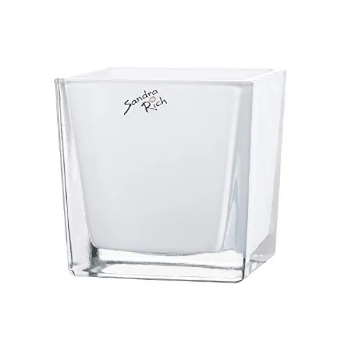 Würfel Glas farbig Blumentopf Übertopf Blumenübertopf weiß 10 cm