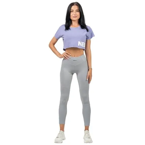 Nebbia Gym Hosen Damen - Push Up Scrunch Leggings mit Hohem V-Bund und Geripptem Material - Blickdichte Yogahose für Damen - Perfekte Activewear für Damen im Fitnessstudio, Gym Leggings Grau