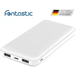 Fontastic Power Bank Renz10 10.000mAh, 2x USB-A & 1x Typ-C Ladezustandsanzeige, In & Output 5V / 2A, weiß - Weiß