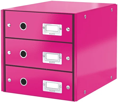 LEITZ Organizer Schubladenbox 3 Fächer Karton pink (3 Stück)