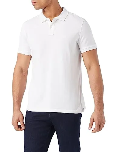 Marc O'Polo Herren Kurzarm-Poloshirt aus Bio-Baumwolle, Weiß, S - Poloshirts für Herren aus 100% Bio-Baumwolle, kombiniert Eleganz mit hohem Tragekomfort und eignet sich perfekt für jede Gelegenheit.
