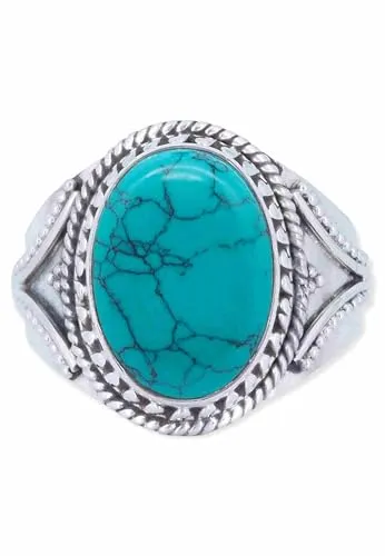 mantraroma Ring Silber 925 Damen Türkis Edelstein türkis ausgefallen verspielt