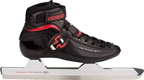 Schreuders Sport, Unisex-Erwachsene, Nijdam Pro-line, wärmeformbarer Carbon-Speed-Skate, Leder, Schwarz/Rot, 44