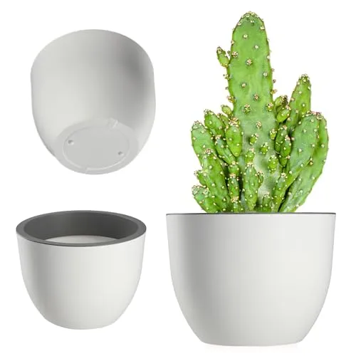 KADAX Blumentopf, rundes Pflanzgefäß aus Kunststoff, Pflanztopf für Innen- und Außenbereich, Übertopf in 3 Farbvarianten, Topf für Garten, Balkon (Weiß 30cm)