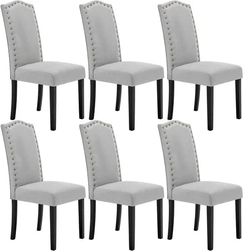 Woltu 4-Fußstuhl Set (6 St), Esszimmerstühle mit Rückenlehne - Bequeme Esszimmerstühle mit atmungsaktivem Leinenbezug und stabiler Massivholzkonstruktion. Ideal für jedes Zuhause, kombinieren sie modernes Design mit Komfort.