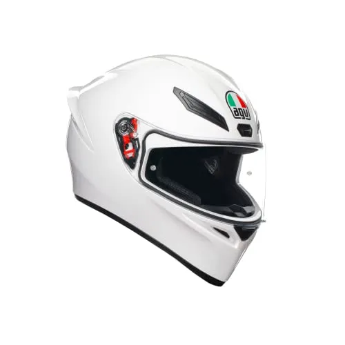 AGV K1 S Weiss Uni Integralhelm 53 - Motorradhelm mit klarem Visier und Pinlock-Vorbereitung, komfortable, waschbare Innenausstattung und schnelles Visierwechsel-System für mühelosen Einsatz.