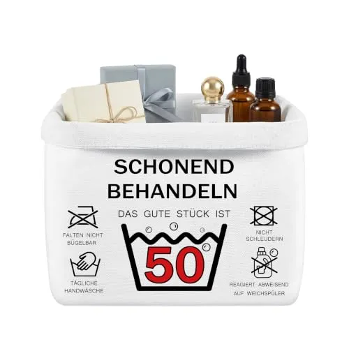  50 Geburtstag Frauen Geschenkkorb-SCHONEND BEHANDELN DAS GUTESTÜCK IST, Geschenk 50. Geburtstag Frau Mann,Geburtstagsgeschenk Geschenkkorb für Geburtstag Mann Frau Kollegen Freunde-37×25×15cm (50)