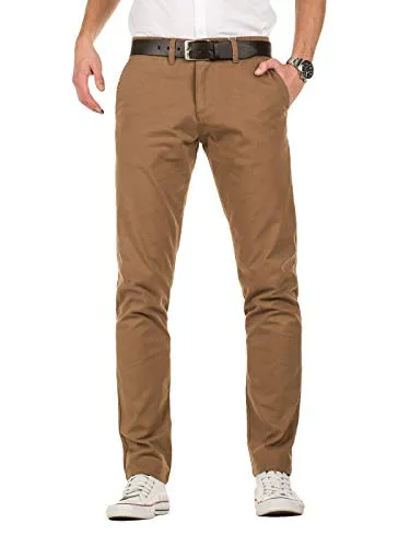 Yazubi Herren Chino Hose, Slim Fit, Modell Kyle, Chinohose mit Gürtel, Braun (Camel Otter 181018), W33/L30