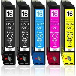 5er Pack Druckerpatronen 16 16XL kompatibel mit Epson WF-2630