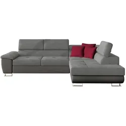 Mirjan24 Ecksofa Dunkelgrau 6-Sitzer