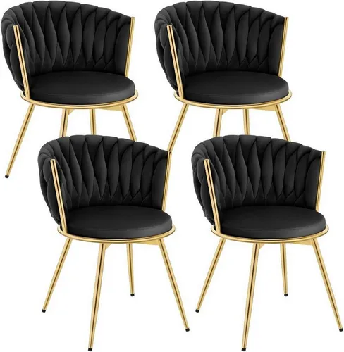 Woltu 4er Set Küchenstühle mit drehbarem Samtsitz - Ergonomische Küchenstühle mit 360° Drehfunktion, stabiler Metallrahmen und bequemer Polsterung. Ideal für stilvolles Essen und gemütliche Abende.
