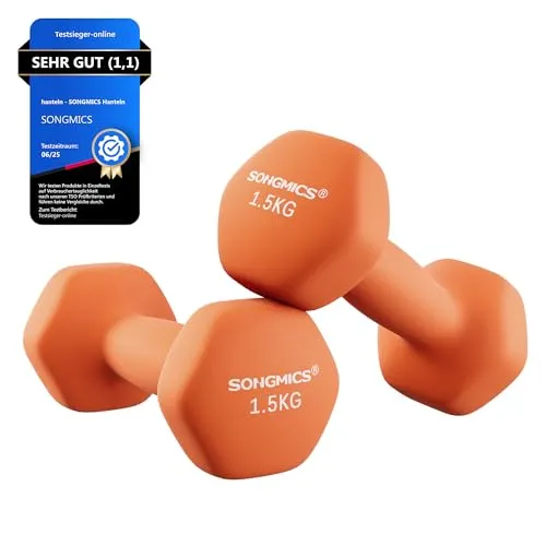 SONGMICS Hanteln, 2er Set, 2 x 1,5 kg, Hexagon, Neopren-Beschichtung
