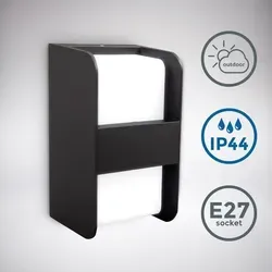 Außenwandleuchte - E27 Fassung, Mittelsteg, IP44, schwarz - Weiß/Schwarz