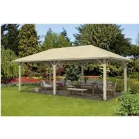 Pavillon SKAN HOLZ Orleans 2 mit Pfostenanker - 786 x 439 cm natur - Pavillon aus robustem Holz mit Pfostenanker für hohe Stabilität, ideal für Gartenpartys und entspannte Stunden im Freien.