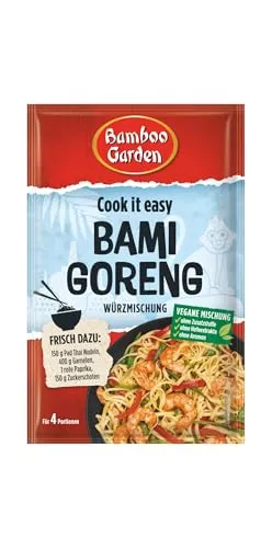 Bamboo Garden - Bami Goreng Würzmischung | Zum Würzen von asiatischen Nudelgerichten | Für 4 Portionen | Vegan, ohne Zusatzstoffe, ohne Hefeextrakte, ohne Aromen | 25 g im Beutel
