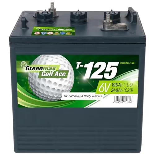 GreenMax Golf Ace T-125 (6V 240Ah) - Hochleistungs-Blei-Säure-Batterie für Golfcarts und Elektrofahrzeuge - Zuverlässig, Langlebig, Effizient, 99% Recycelbar