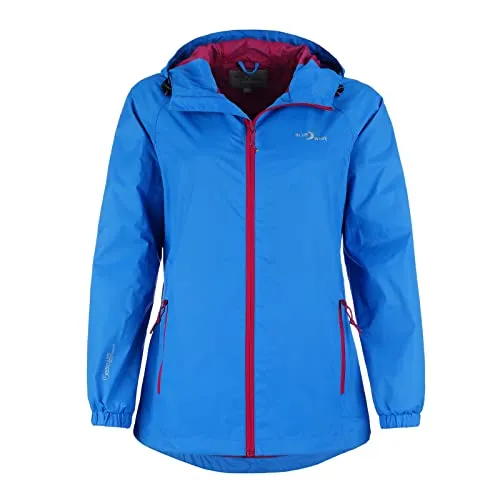 Blue Wave Damen Funktionsjacke Fabienne - Wasserabweisende Outdoorjacke in Azurblau - Funktionsjacken für Outdoor-Enthusiasten, wasserabweisend und atmungsaktiv mit einer Wassersäule von 5000 mm für optimalen Schutz bei Regen.