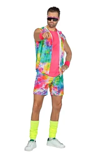Metamorph Kostüm Rollerskate Boy - Hollywood-Kostüme mit grellem Aerobic Dress im Batikmuster, ideal für Partys und Events, inklusive Shirt, Jacke und Shorts aus 100% Polyester.