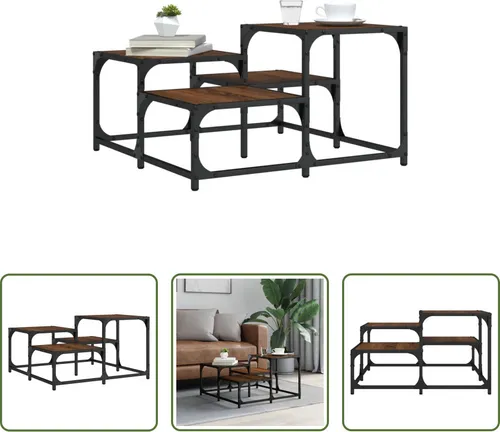 The Living Store Couchtisch Braun Eichen-Optik 68x68x40 cm
