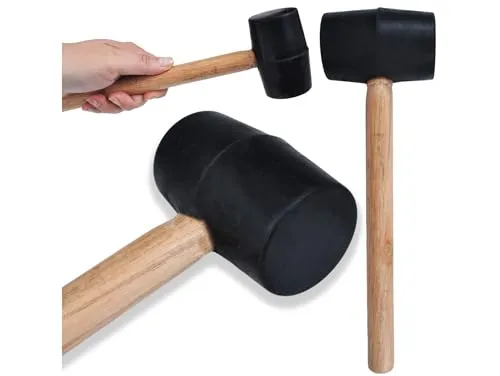 Przydasie Robuster Gummihammer mit Holzstiel – Ergonomischer Griff, Stoßdämpfender Gummikopf – Langlebig und vielseitig für Tischler-, Polster- und Bauarbeiten – Gewicht: 500g