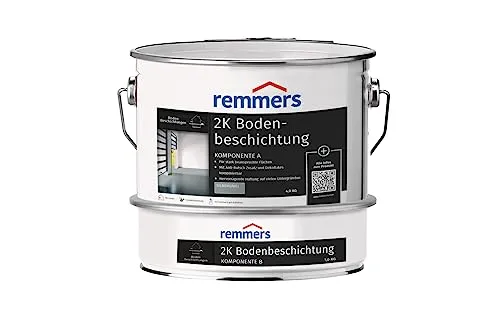 Remmers 2K Bodenbeschichtung, silbergrau, seidenglänzend, 5 kg - Betonfarbe für stark beanspruchte Flächen, bietet hervorragende Haftung und ist ideal für Werkstätten und Büroräume. Made in Germany.