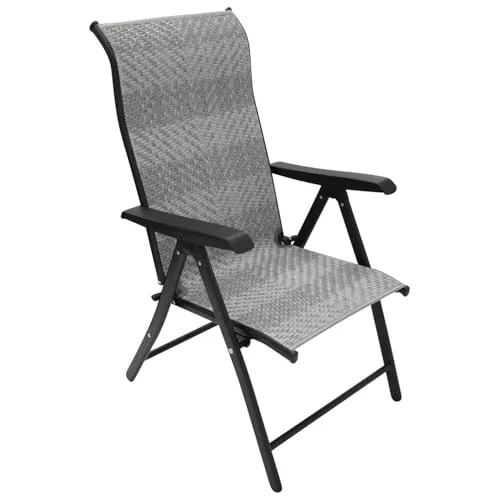 DEGAMO Klappsessel Antibes Hochlehner - Hochlehner Essstuhl aus wetterfestem Polyrattan, 7-fach verstellbar und klappbar – ideal für Balkon, Garten und Camping.