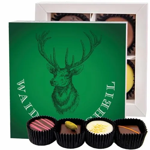 Hallingers Manufaktur Pralinen Geschenk handgemacht ohne Alkohol aus Edelkakao Schokolade für Jäger - Made in Germany