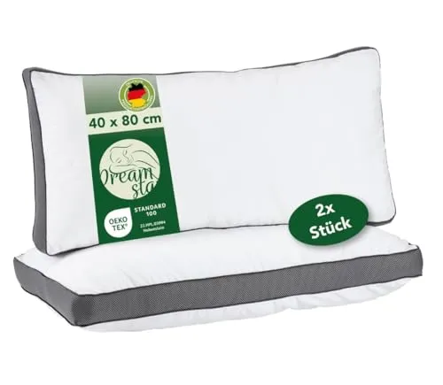 DREAMSTAR Kopfkissen Lyocell 2er Set 40x80 Wohlfühlkissen I Kissen, Nackenkissen I Schlafkissen atmungsaktiv waschbar für Allergiker I Seitenschläfer, Rückenschläfer, Bauchschläfer I Öko-TEX®