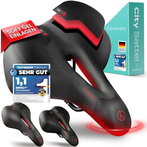 Impact® ComfortFit Fahrradsattel Herren Damen – Ergonomisch, Bequem & Schmerzfrei – Weicher Prostata- und Gel-Sattel für Mountainbike, MTB, City, Trekking & E-Bike