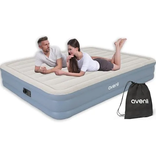 AVENLI Selbstaufblasende Luftmatratze 203 x 152 x 33 cm – Komfortables Gästebett mit Elektropumpe