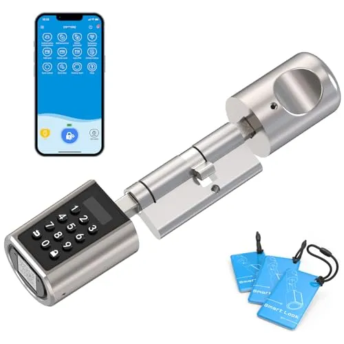 WELOCK PCB01 Elektronisches Tür-Schließzylinder Schloss Passwort RFID-Karte und Bluetooth mit Optionale WIFI-Fernbedienung Inklusive Wasserdichter Silikonhülle für 50-100mm Tür