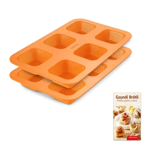 Betty Bossi Mini Brötchen Backform aus Silikon, 2er Set - Motivbackformen für 12 knusprige Mini-Brötchen, hitzebeständig bis 220°C und ideal für schnelle Rezepte mit 500g Mehl.
