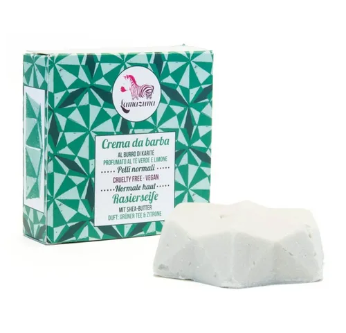 Lamazuna Rasierseife Feste Rasierseife - au poil, grüner Tee 55g