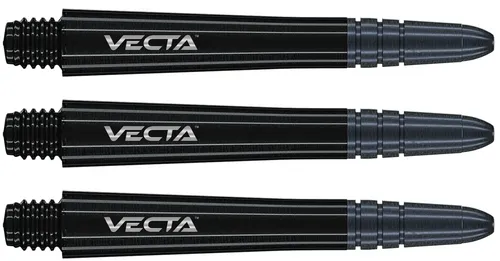 Winmau Vecta Shäfte, Schwarz, 3 Stück Set, Short 34mm, mit Aluminium Tops