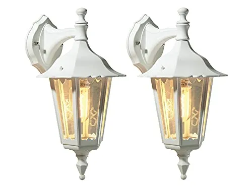 2er-Set hängende Wandleuchten FIRENZE, E27, Aluminium weiß - Lampen im 2er-Set aus elegantem, weiß lackiertem Aluminium, ideal für stilvolle Akzente in Ihrem Zuhause. Maße: 19 x 24 x 39 cm, IP43, perfekt für E27 Leuchtmittel bis 60 Watt.