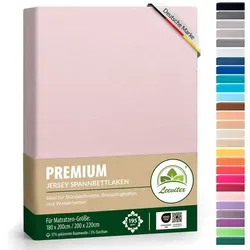 leevitex® Spannbettlaken Premium Spannbettlaken, 97% Mako-Jersey-Baumwolle und 3% Elasthan, Gummizug: rundum, blickdicht, Anti-Pilling, 97% Baumwolle, 3% Elasthan, 40 cm Steg rosa 180 - 200 cm x 200 - 220 cm