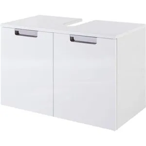 Schildmeyer Waschbeckenunterschrank Mars 130513 - Hochwertiger hängender Waschbeckenunterschrank in matt weiß, aus feuchtigkeitsbeständigem MDF, bietet viel Stauraum für Badzubehör. Made in Germany und inkl. Montageanleitung.