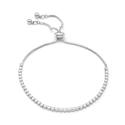 Heideman Armband Ardeo Damen - Aus hochwertigem Edelstahl silber farbend poliert mit Stein weiss glänzend individuell verstellbar mit Verlängerungskettchen Armkette Damen funkelnd silberfarbend