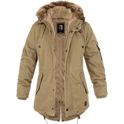 bw-online-shop Ladies Fishtail Winterparka - XL, camel - Funktionsjacken mit kuscheligem Teddyfutter, abnehmbarer Kapuze und robustem Design für optimalen Schutz vor Kälte und Wind.