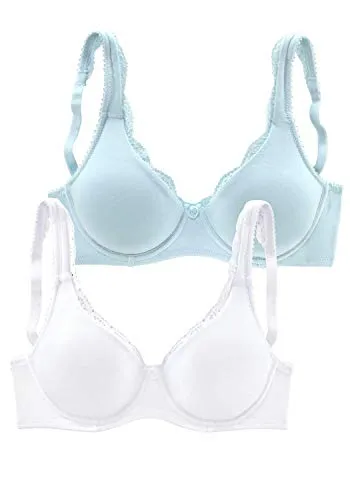 T-Shirt-BH PETITE FLEUR, Damen, Gr. 85, Cup C, hellblau/weiß - Funktionsunterwäsche: Komfortabler T-Shirt-BH mit nahtlosen, ungefütterten Cups aus hochwertiger Baumwollqualität für optimalen Tragekomfort.