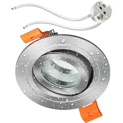 ledscom.de Bad-Deckeneinbaurahmen ERID, Feuchtraum, Badezimmer, IP44, rund, schwenkbar, aluminium matt, inkl. GU5.3 Fassung