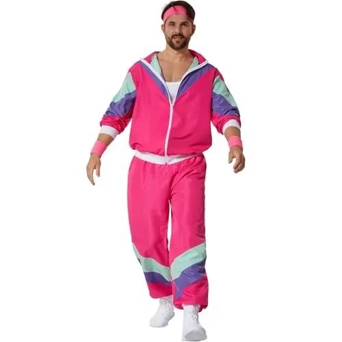 tectake® Herrenkostüm Retro 80er 90er Jahre Jogginganzug - Kostüme für Fasching oder Karneval, auffälliger Retro-Stil bringt die 80er und 90er zurück und macht Dich zum Party-Hit!